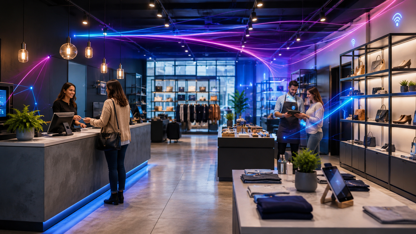 Retail shop using connected point of sale and digital systems