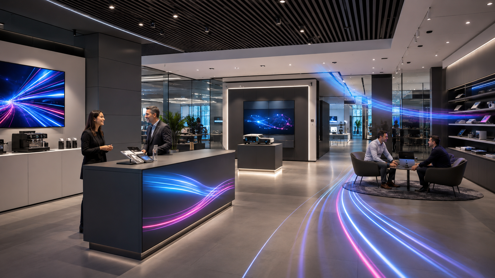 Modern showroom using connected sales and business systems