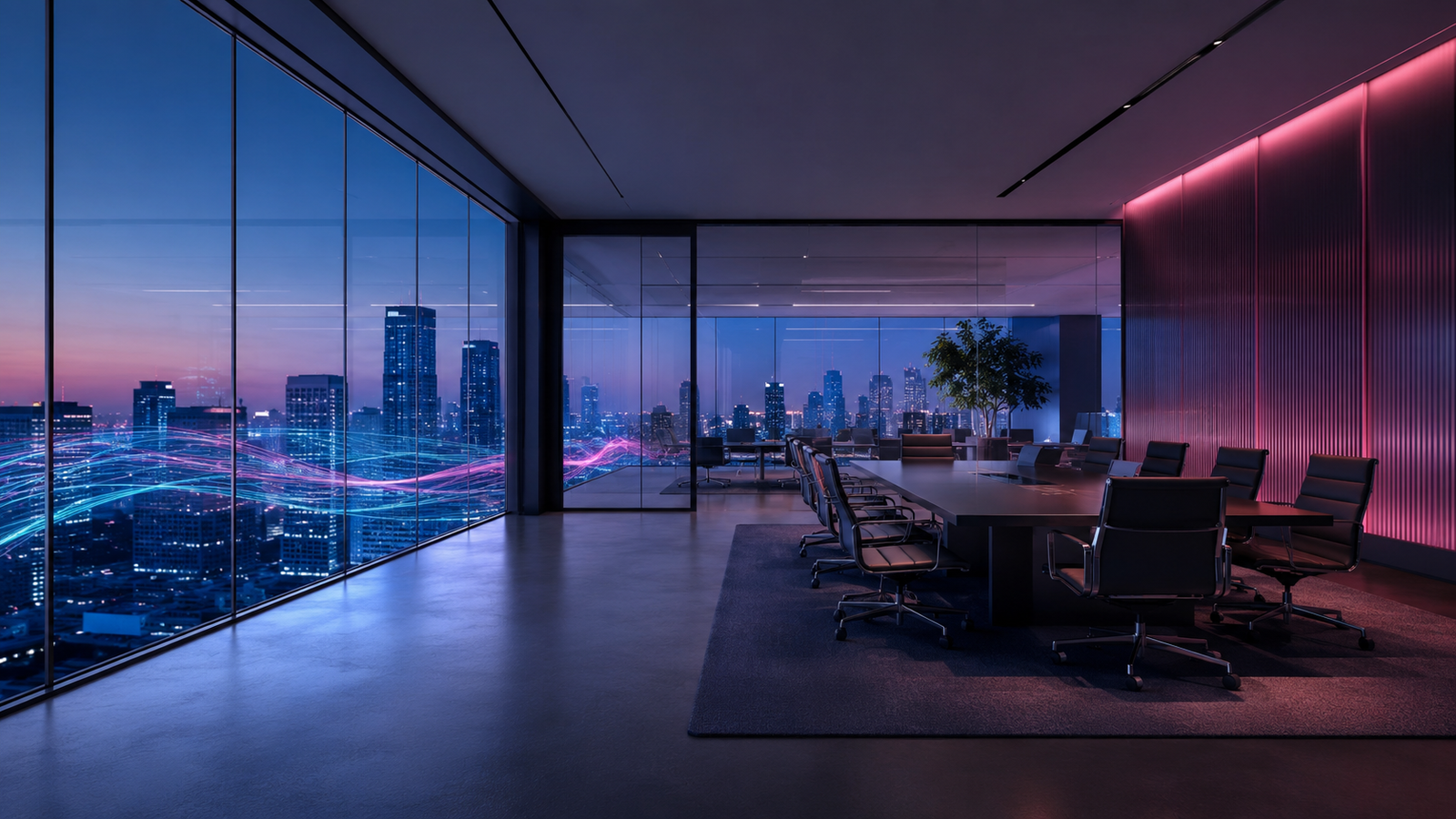 Modern executive business environment representing fixed fibre connectivity